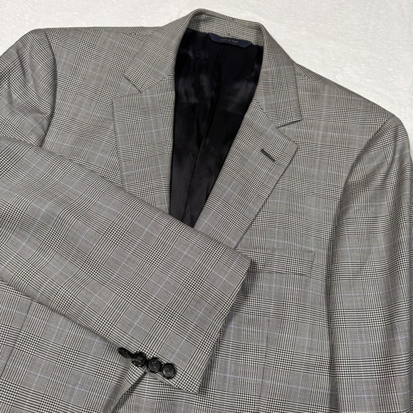 Brooks Brothers 1818 Fitzgerald Suit Jacket Mens 42R Gray Plaid Wool Italy